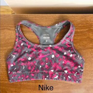 NIKE Pro/‎ Grey & Pink Active Workout Sports Bra/ Sz S